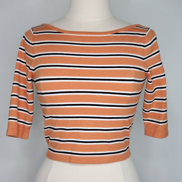 Favorite Daughter Revenge Coral Stripe Knit Sweater Crop Top NEW NWT Size M - Picture 2 of 14
